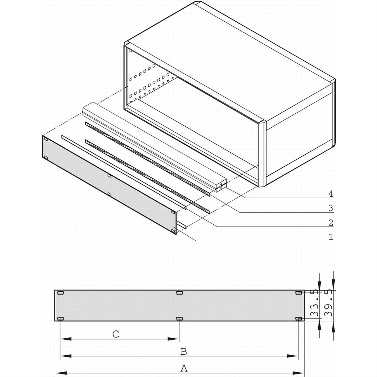 SCHROFF EMV-Teilfrontplatte 1 HE - TEILFRONTPLATTE HF 1HE 84TE