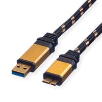 ROLINE GOLD USB 3.2 Gen 1 Kabel, USB A - Micro B, ST/ST, 0,8 m