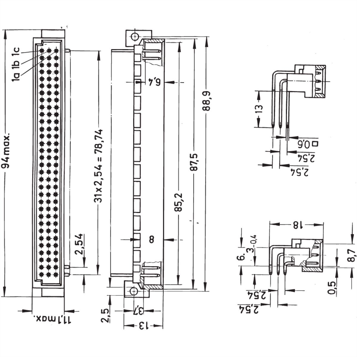 SCHROFF Federleiste - FEDERLEISTE DIN 41612 FORM C