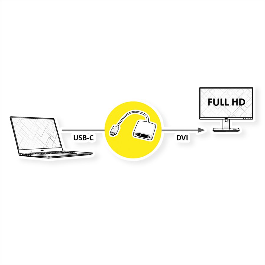 ROLINE Display Adapter USB Typ C - DVI