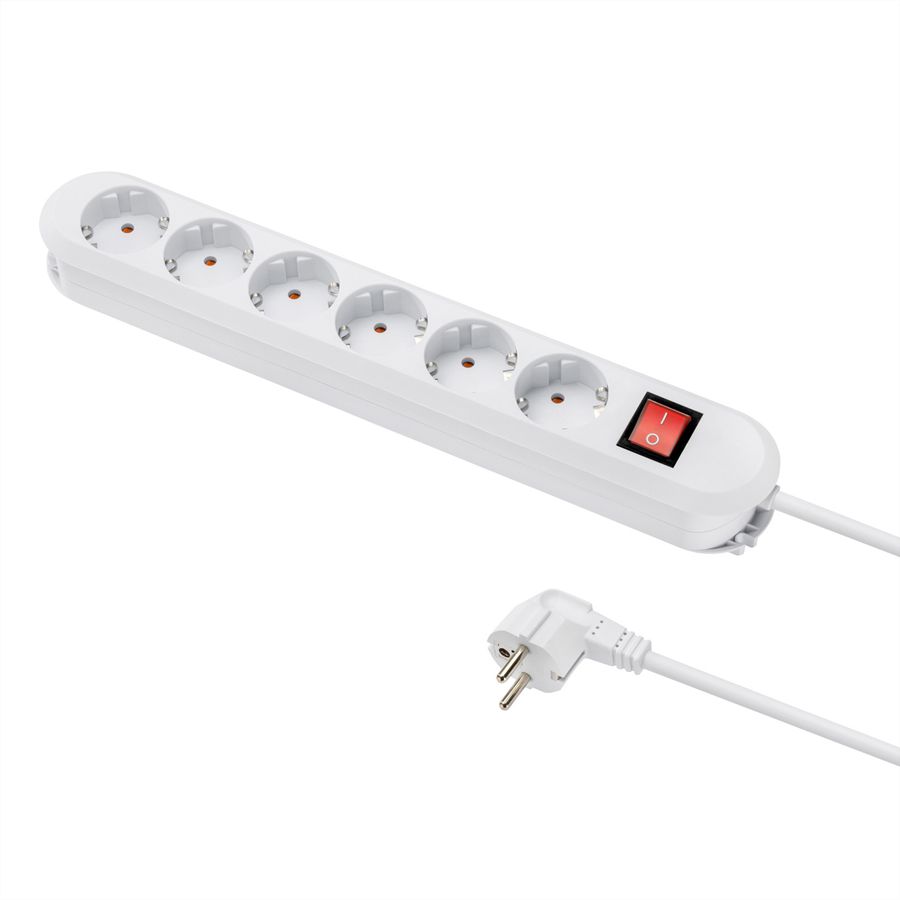 BACHMANN SMART Steckdosenleiste 6x Schutzkontakt, Schalter, weiß, 1,5 m