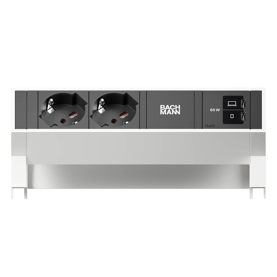 BACHMANN DESK2 2xP40 1xUSB C/C 65W, L=0,2m RAL9010