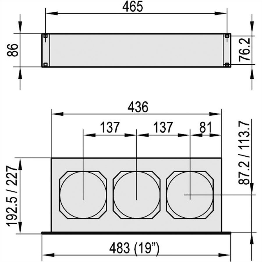 SCHROFF 19" Drucklüfter 2 HE für Kartentiefe 160 mm - DRUCKLUEFTER 160 2HE 24V