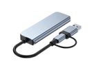VALUE USB3.2 Gen1 Metall Hub, 4fach Typ A, (1x USB 3.2Gen1 + 3x USB 2.0), Typ A+C Anschlusskabel