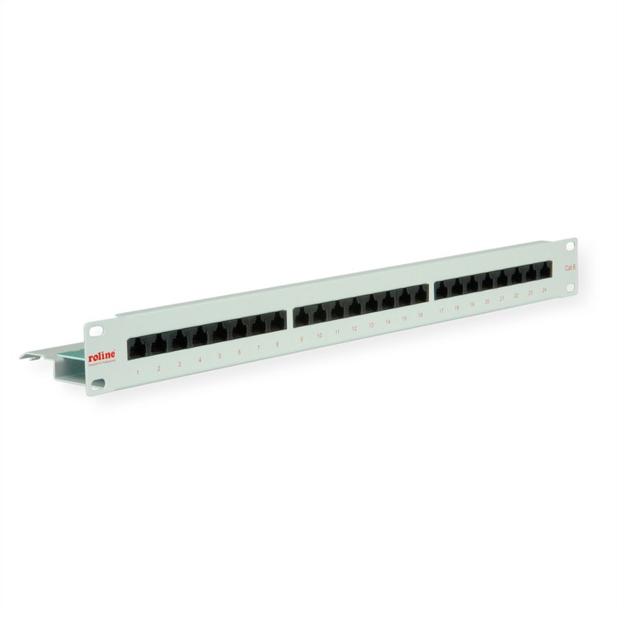 ROLINE Cat.6 (Class E) 19-Zoll-Patchpanel, 24P, ungeschirmt, grau