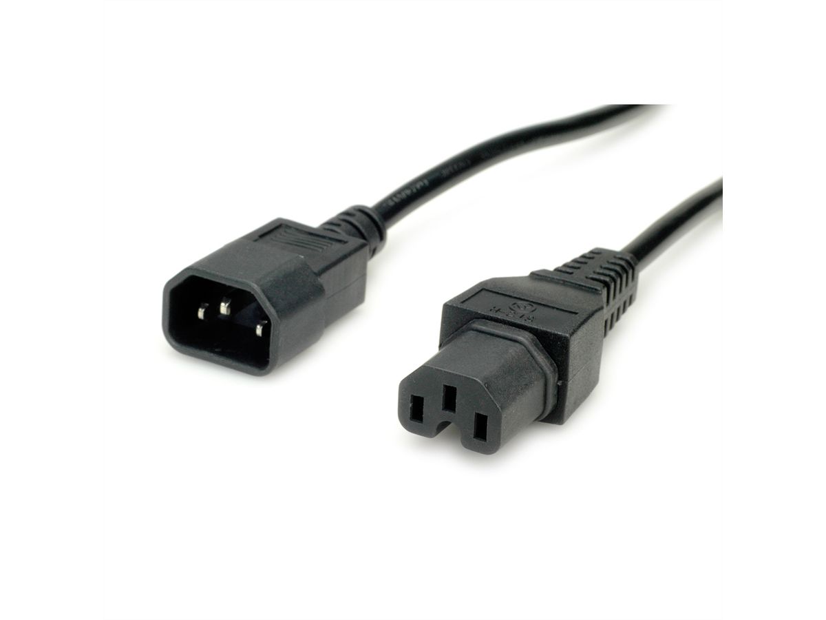 VALUE Netzkabel IEC320/C14 Stecker - C15 Buchse, H05RN-F, schwarz, 1,8 m