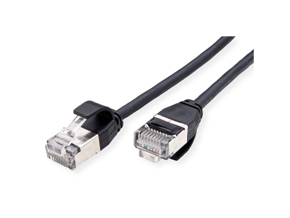 ROLINE U/FTP DataCenter Patchkabel Kat.6A (Class EA), LSOH, slim, schwarz, 2 m