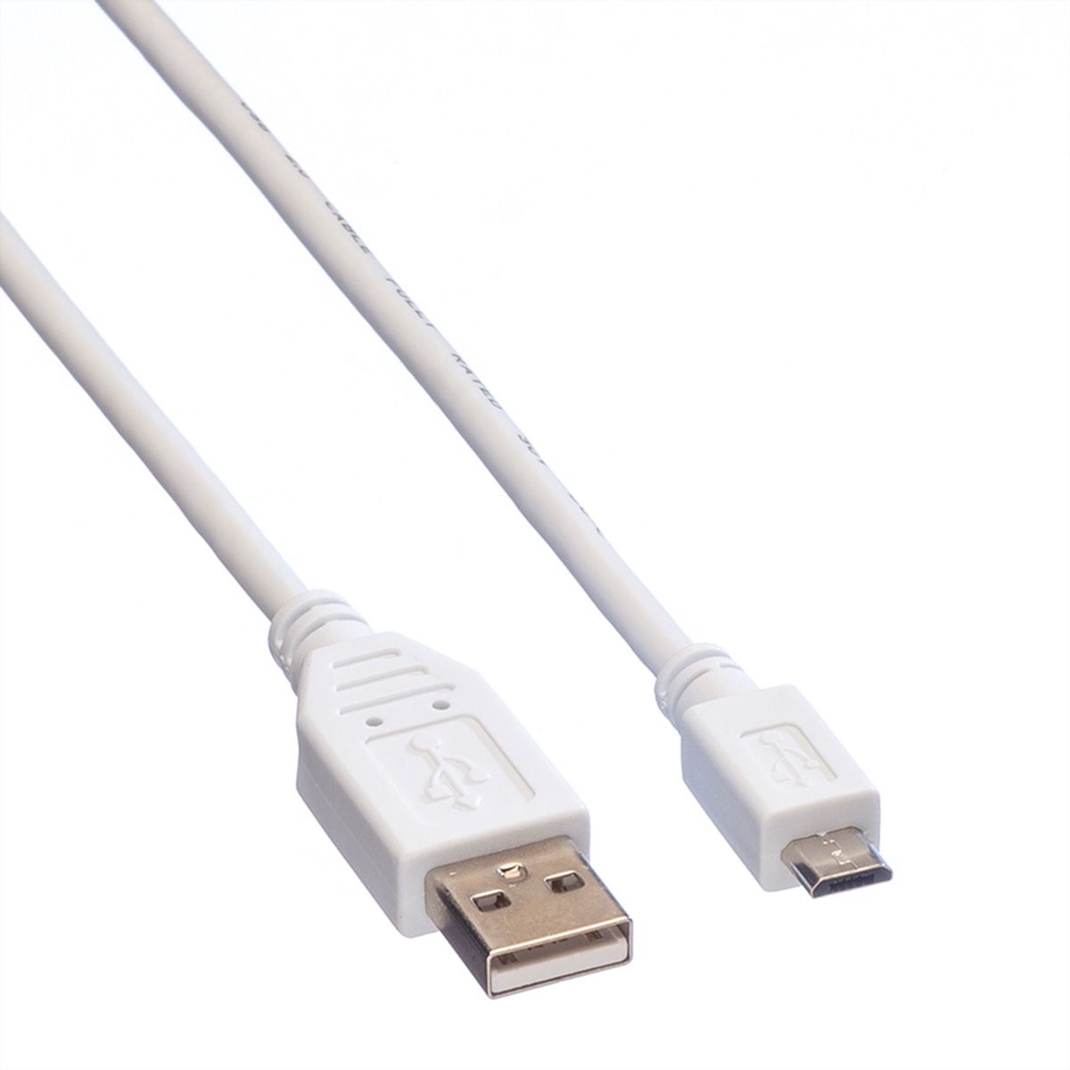 VALUE USB 2.0 Kabel, USB A ST - Micro USB B ST, weiß, 3 m