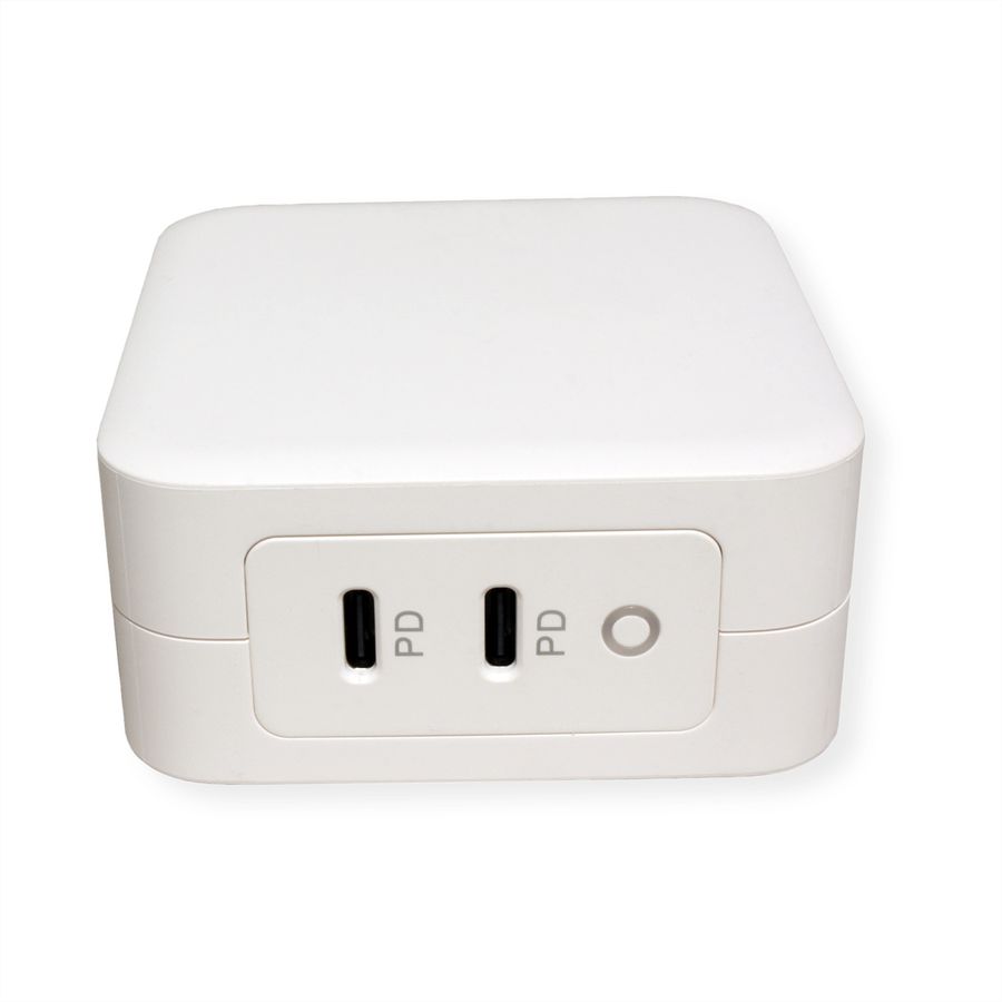 ROLINE USB Charger mit Euro-Stecker, 2 Port Typ-C (PD), GaN, 100W