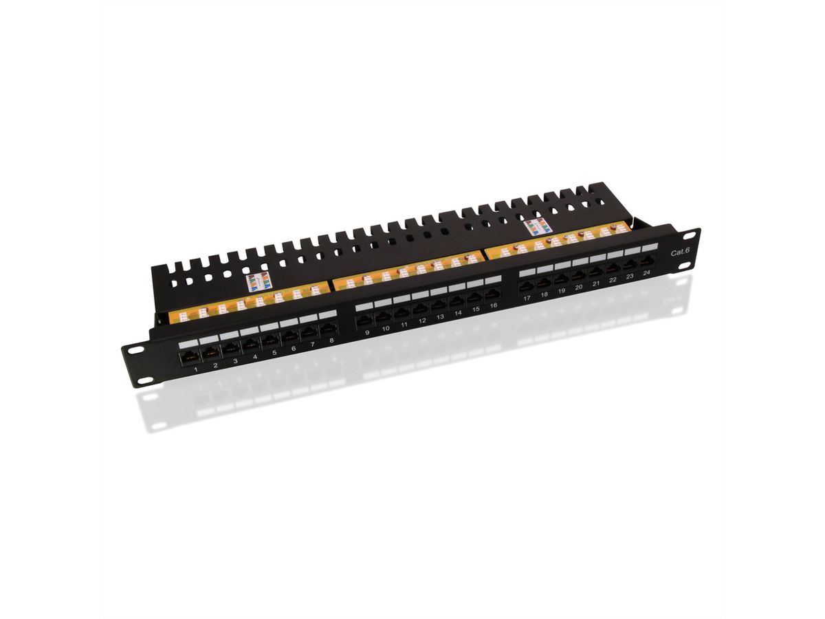 VALUE Kat.6 (Class E) 19"-Patchpanel, 24P, ungeschirmt, schwarz