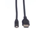 ROLINE HDMI High Speed Kabel mit Ethernet, HDMI ST - Micro HDMI ST, 2 m