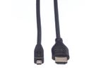 ROLINE HDMI High Speed Kabel mit Ethernet, HDMI ST - Micro HDMI ST, 2 m