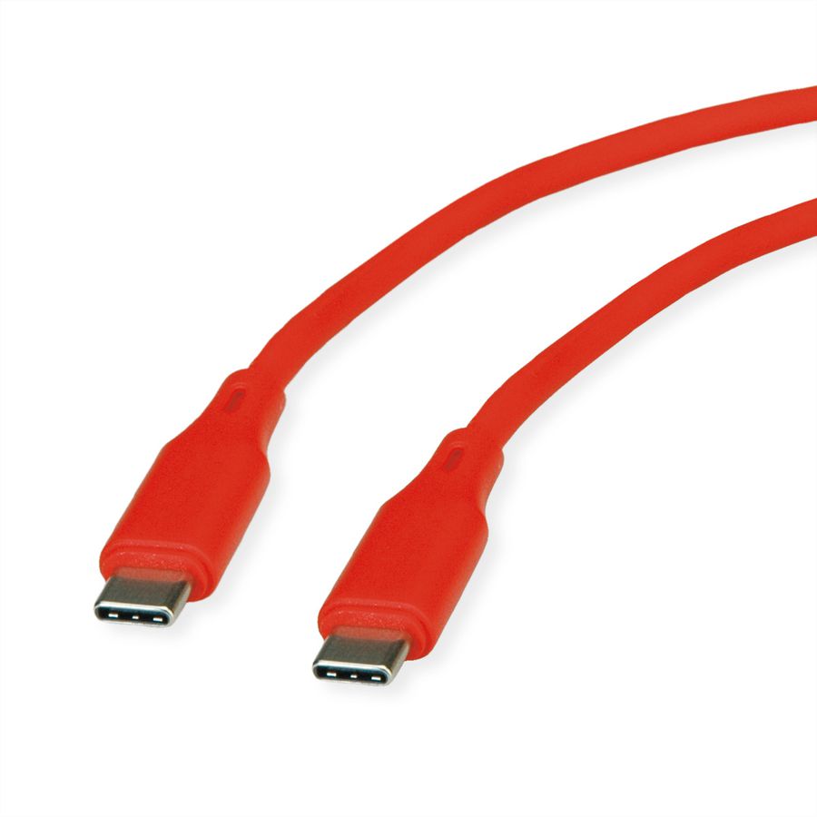 ROLINE USB 2.0 Kabel, Typ C-C, ST/ST, Silikon, 60W, rot, 1 m
