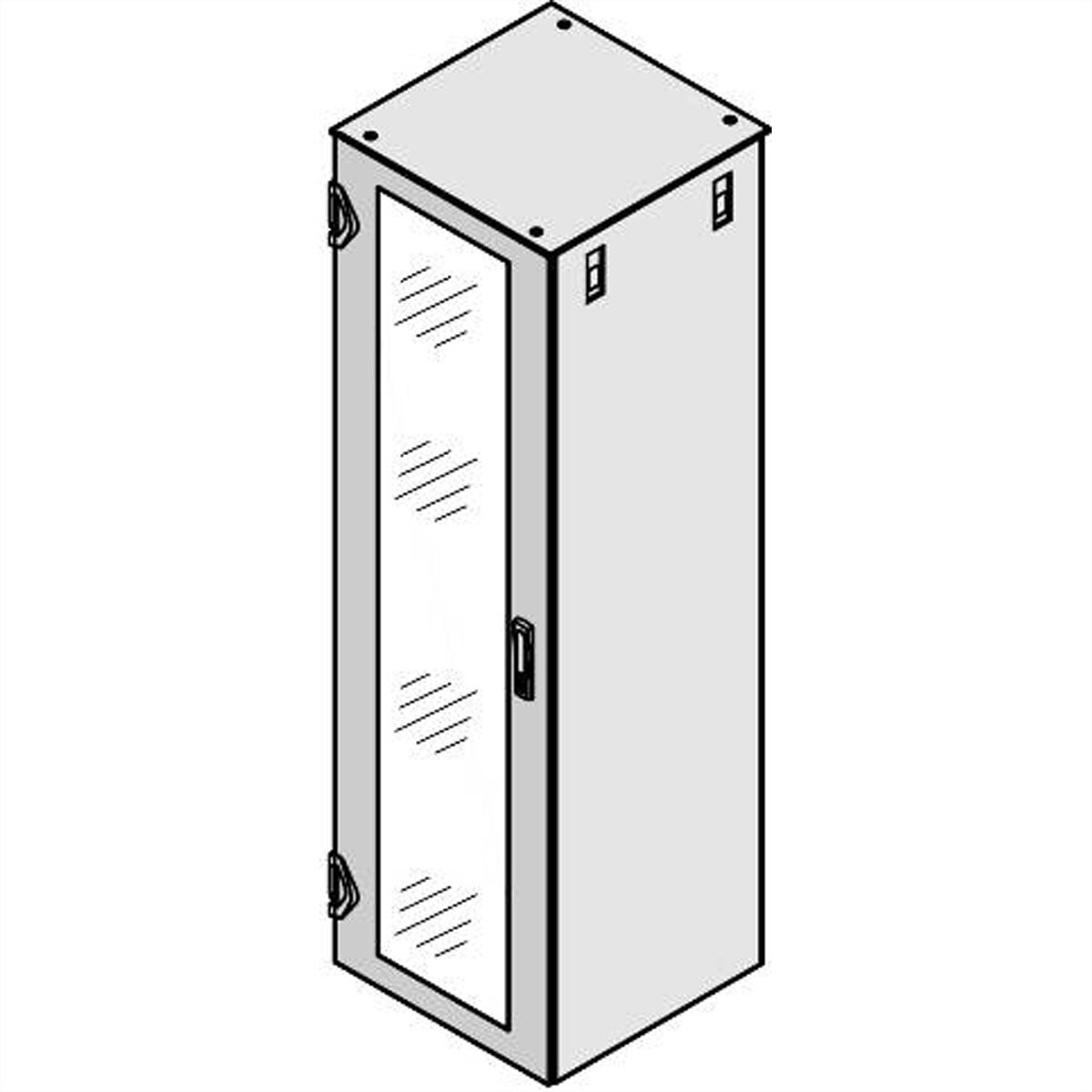 SCHROFF Glastür IP 20, 1-Punkt-Verriegelung - TUER 1200H 600B GLAS RAL7021