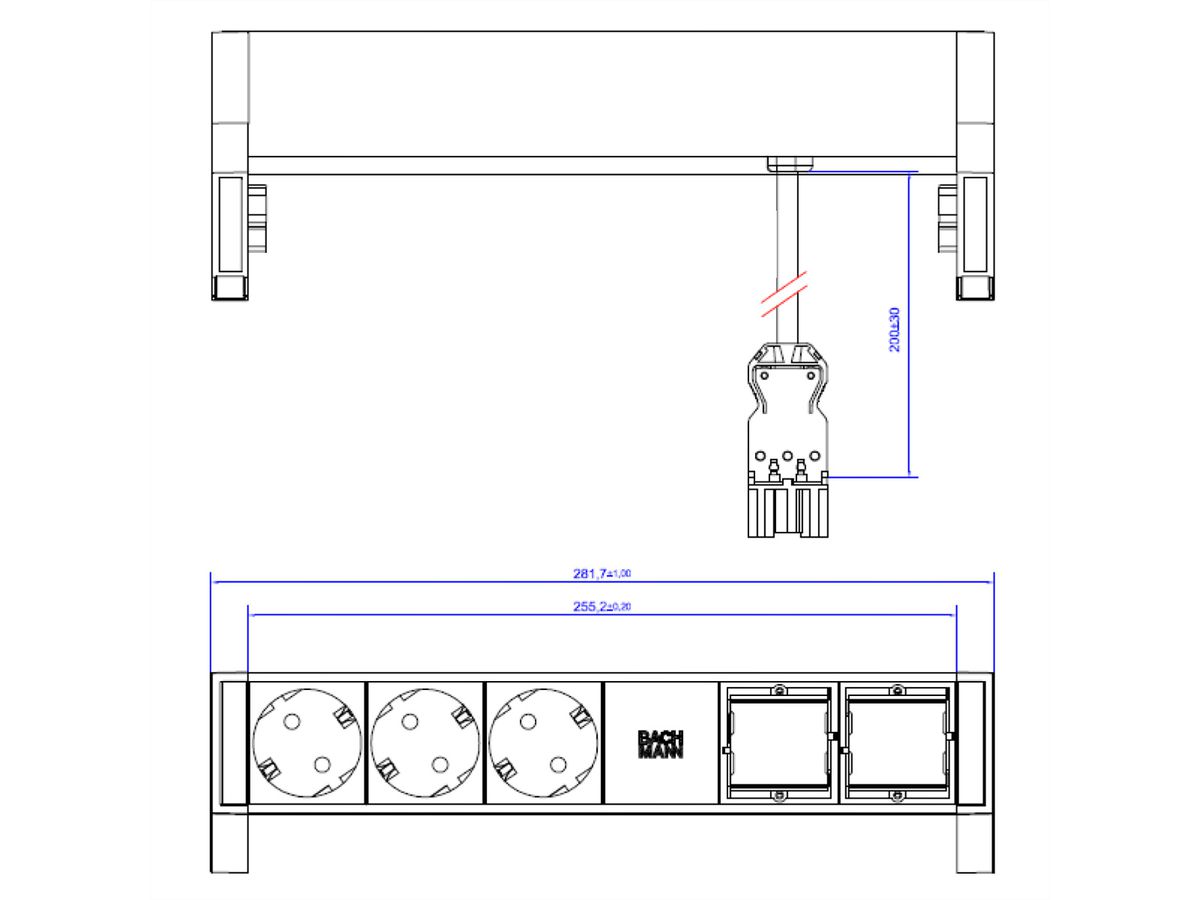 BACHMANN DESK2 3x Schutzkontakt 2x ABD GST18 Inox