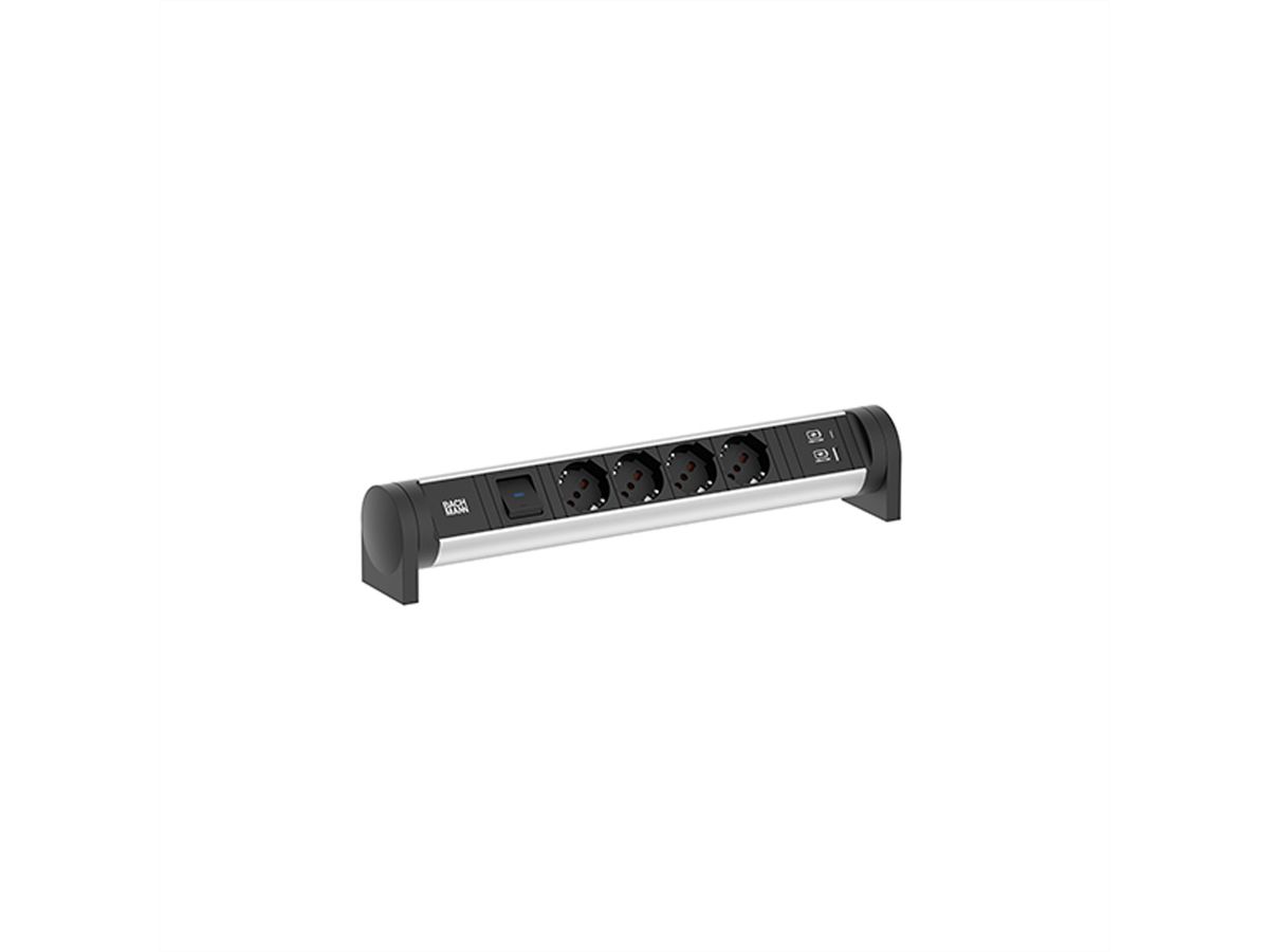 BACHMANN CYCLE Desk 4xP40 1xSchalter 1xUSB A/C 22W 0,2m GST18