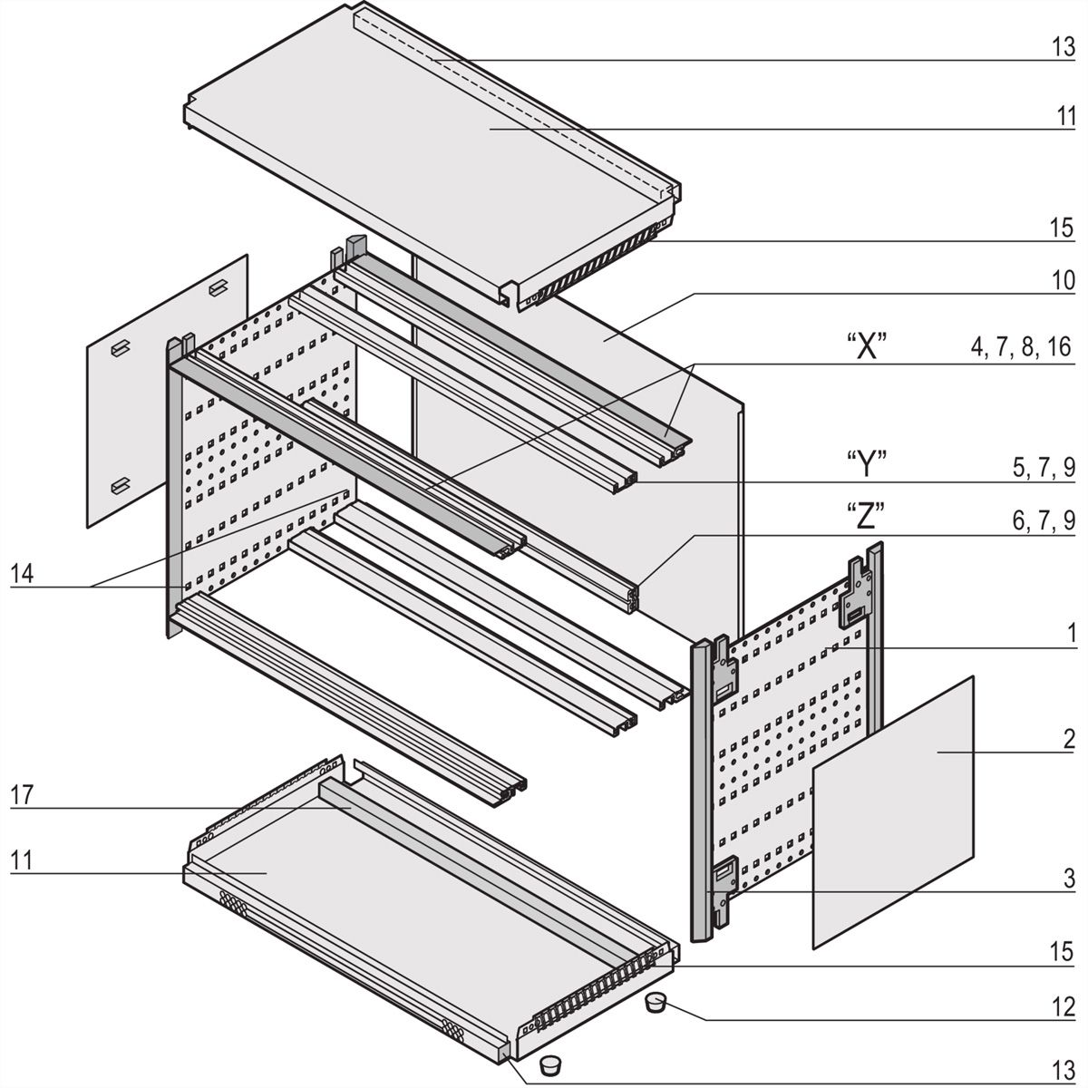 SCHROFF ratiopacPRO air Komplettgehäuse - RATI.PRO AIR 3/4HE 42TE 315T