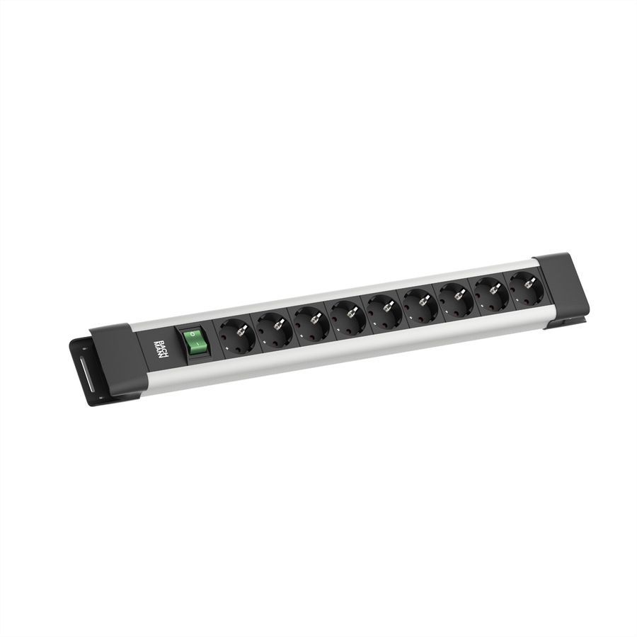 BACHMANN CONNECTUS 9xCEE7/3, 1xSchalter 2,0m CEE7/7 Grau