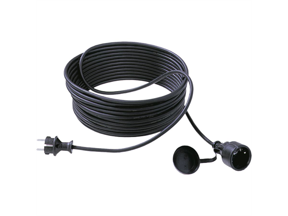 BACHMANN Extension 3G1,5mm², H07RR-F Gummi Schutzkontakt, schwarz, 10 m