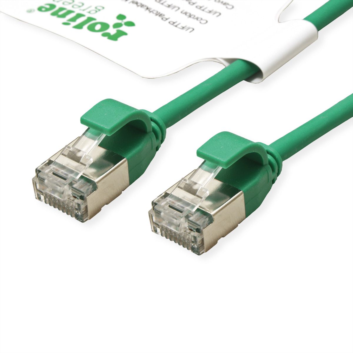 ROLINE GREEN U/FTP Patchkabel Cat.6A (Class EA), LSOH, slim, grün, 0,15 m