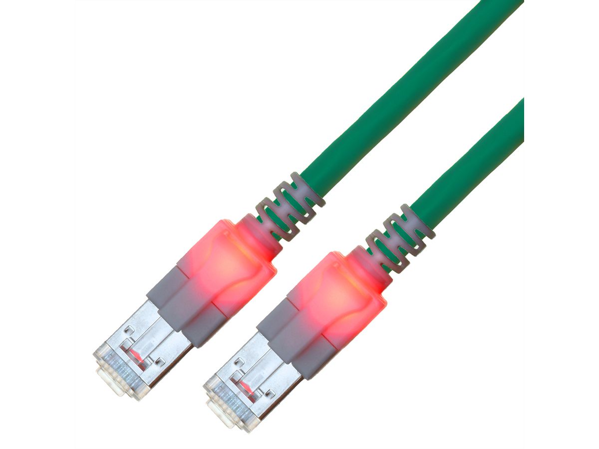 EasyLan DualBoot LED Patchkabel RJ45 S/FTP Kat.6 (Class E), mit saCon Stecker, LSOH, türkis, 2 m