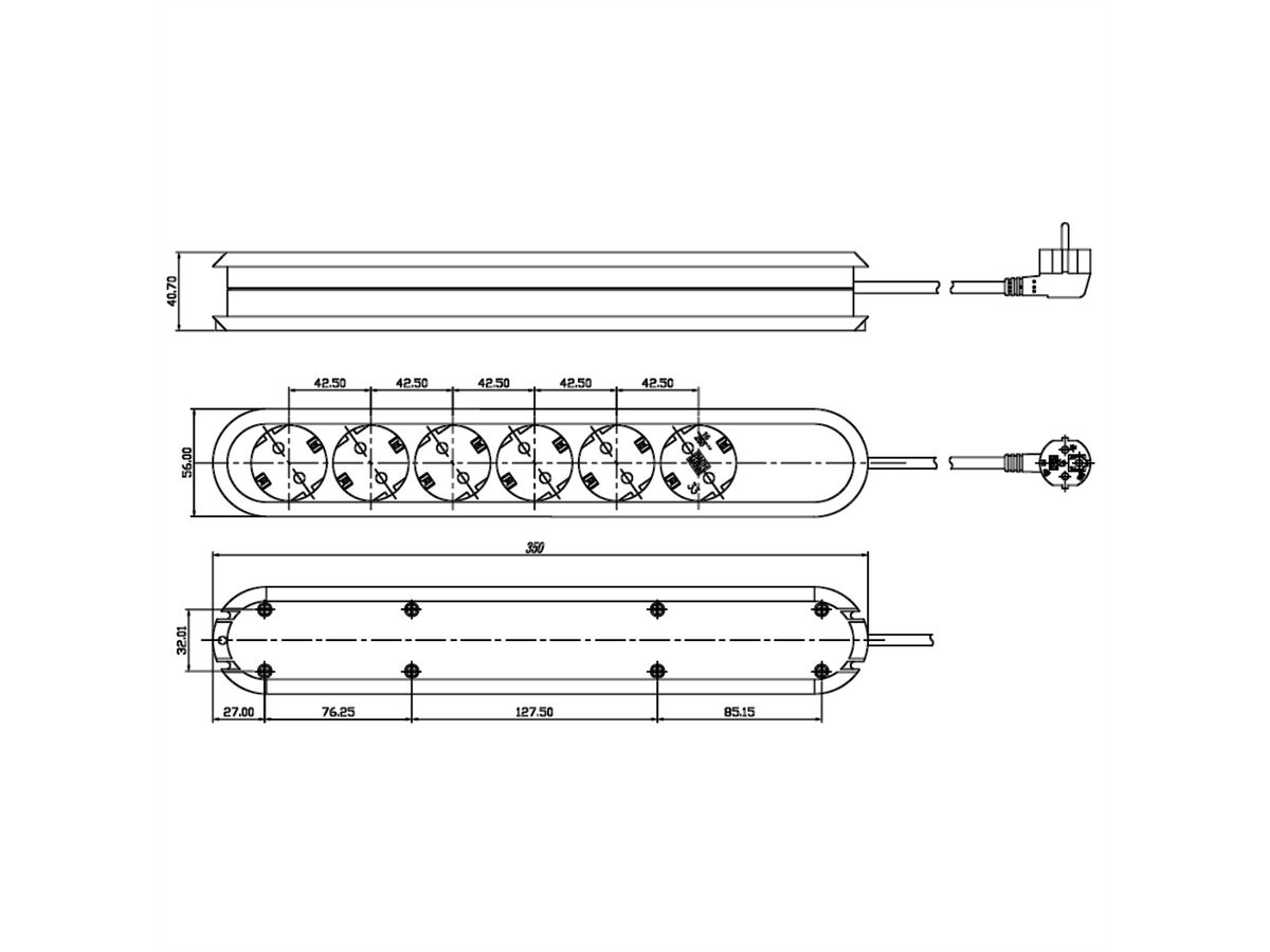 BACHMANN SMART Steckdosenleiste 6x Schutzkontakt, weiß, 1,5 m