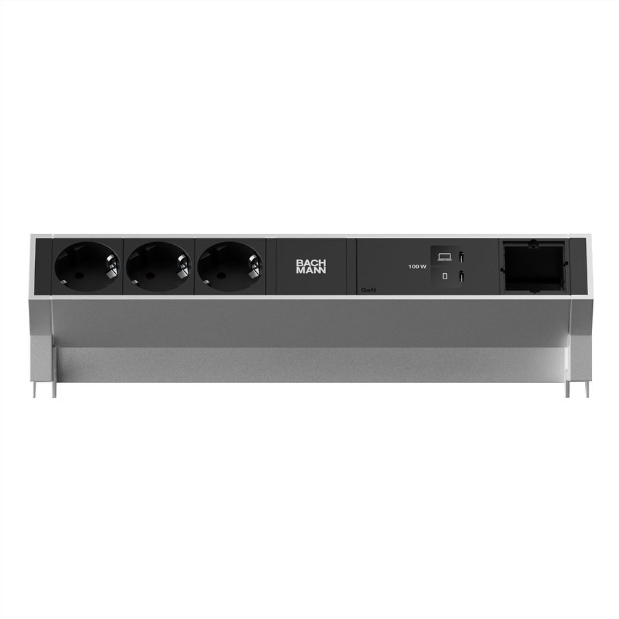 BACHMANN DESK2 3xCEE7/3 1xUSB C/C 100W, 1xCM L=0,2m INOX