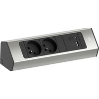 BACHMANN CASIA2 2xUTE 1xUSB A/C 22W 2,0m AEH Edelstahl-Optik