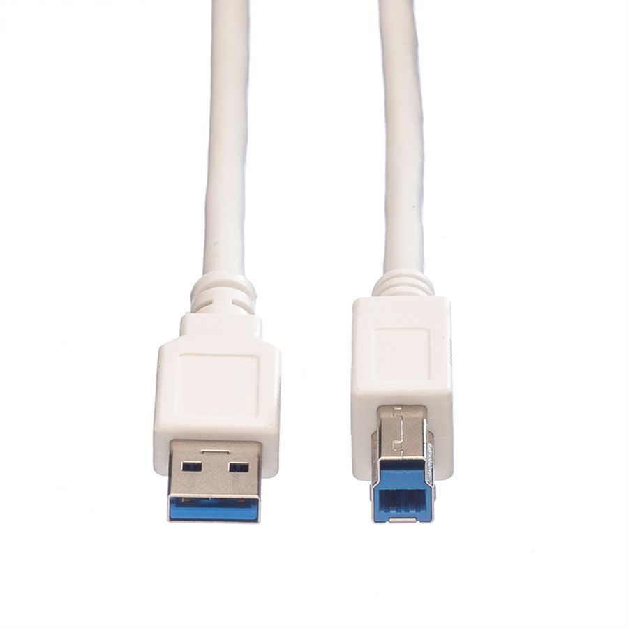 VALUE USB 3.2 Gen 1 Kabel, Typ A-B, weiß, 0,8 m