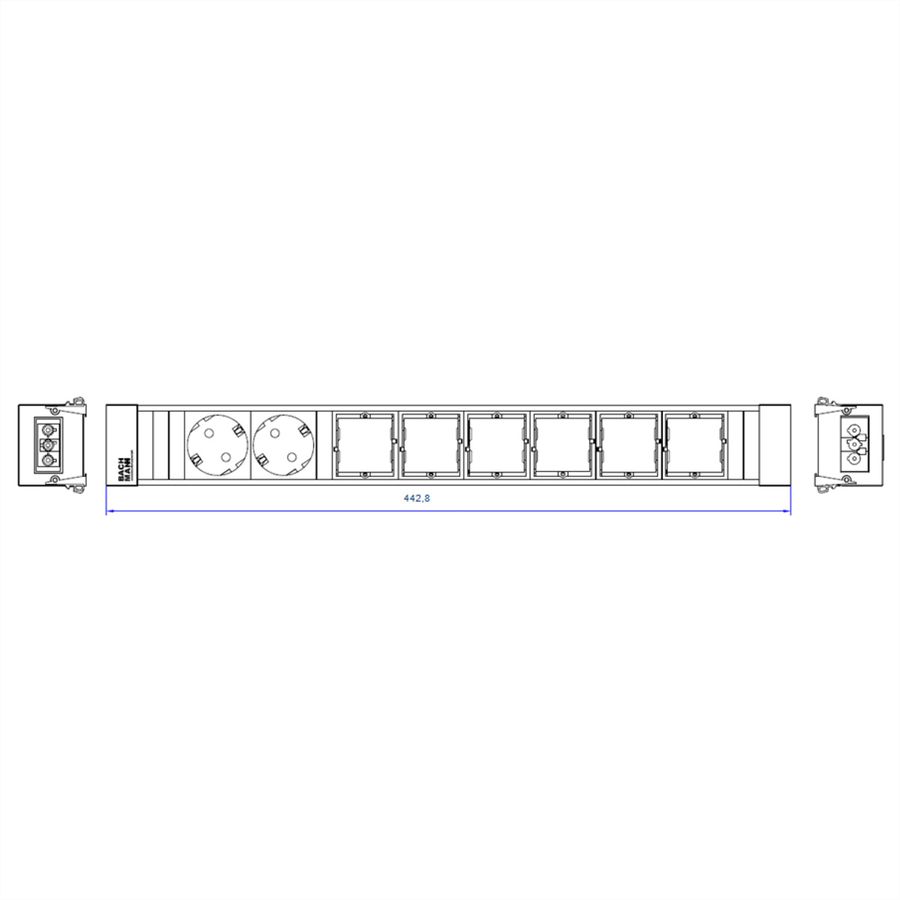 BACHMANN CONFERENCE TOP FRAME X-Large Einsatz 2x Schutzkontakt 6x ABD