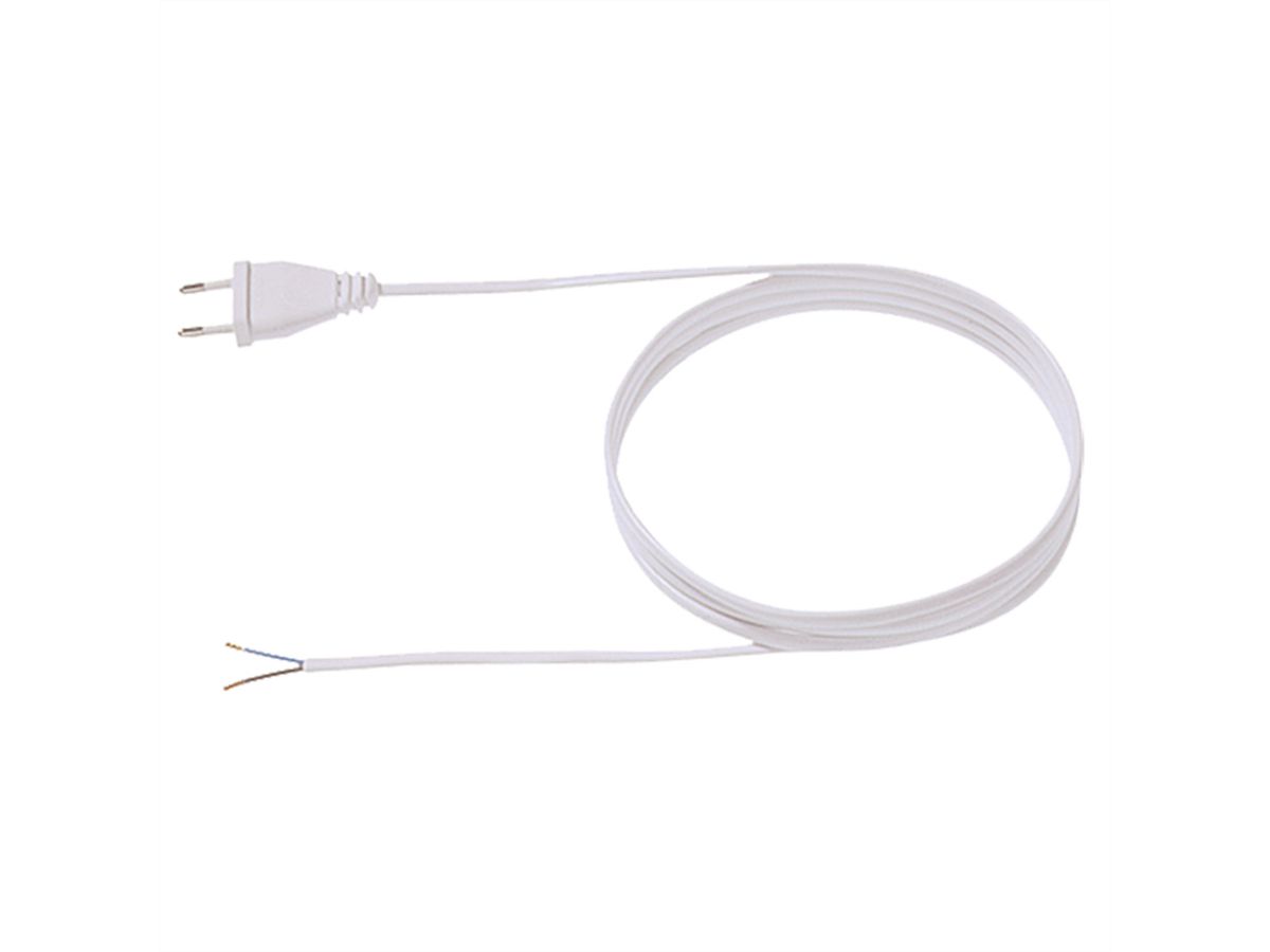 BACHMANN Zuleitung 2x0,75 3m weiss, H03VVH2-F Eurostecker unverpackt
