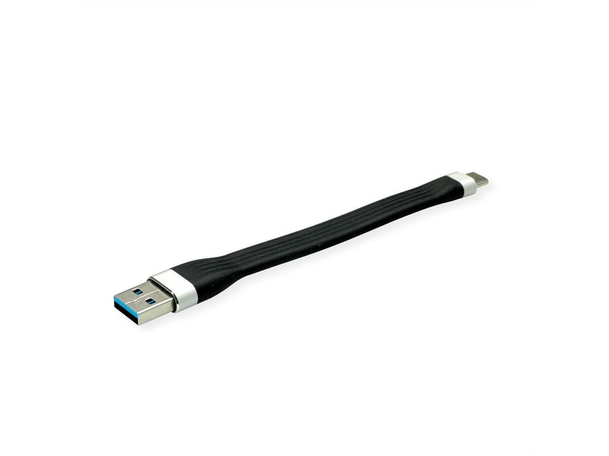 ROLINE USB 3.2 Gen 1 Silikonkabel, A-C, ST/ST, schwarz, 11 cm