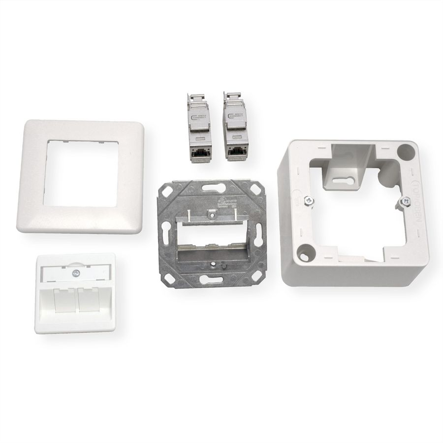 METZ CONNECT Dose AP/2 reinweiss E-DAT Modul 2 Ports, Cat.6 (Class E)