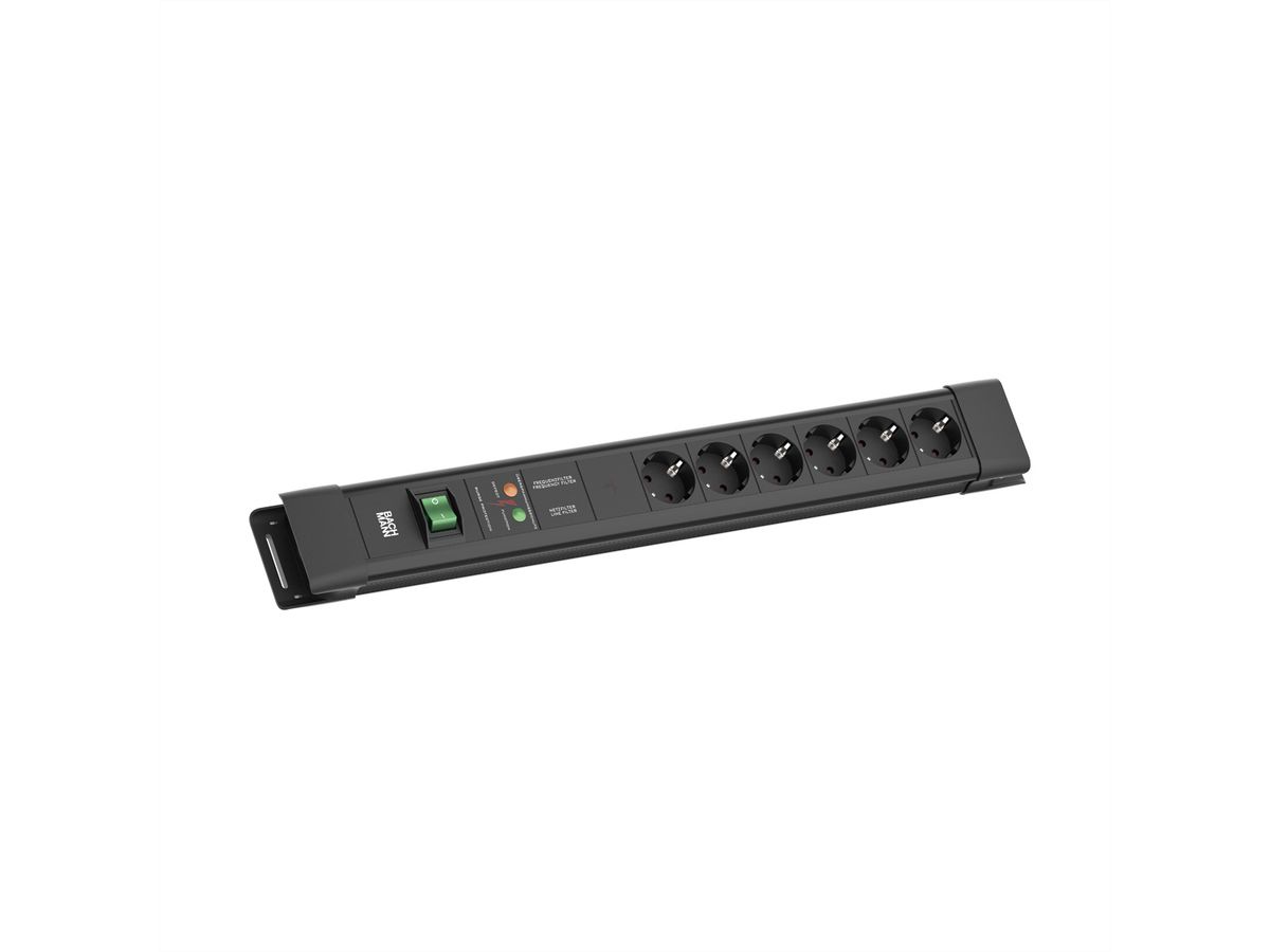 BACHMANN CONNECTUS 6xCEE7/3, 1xGVS 1xSchalter 2,0m CEE7/7 Schwarz