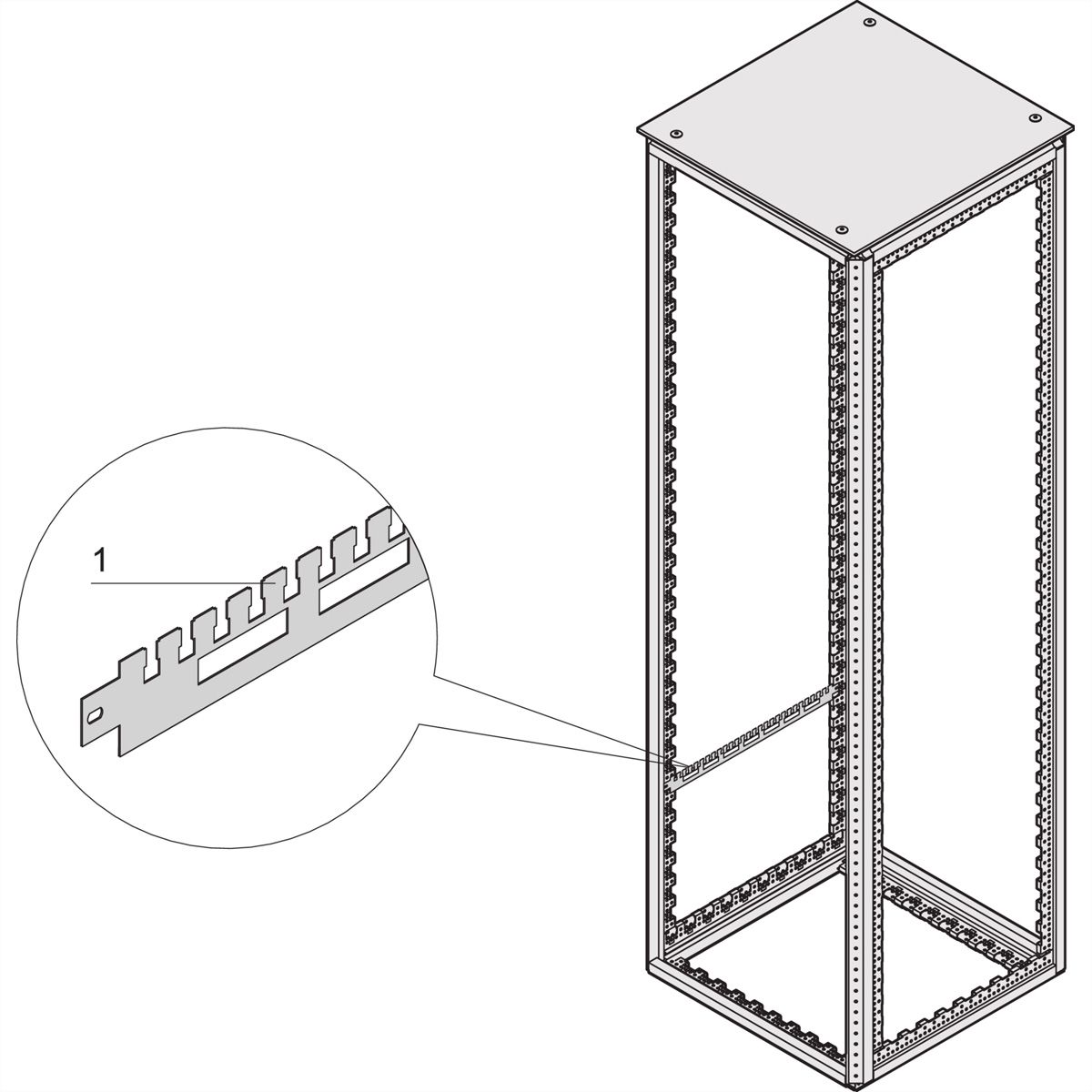 SCHROFF Kabelabfangschiene für die Schranktiefe - KABELABFANGSCHIENE 1000T(2X)