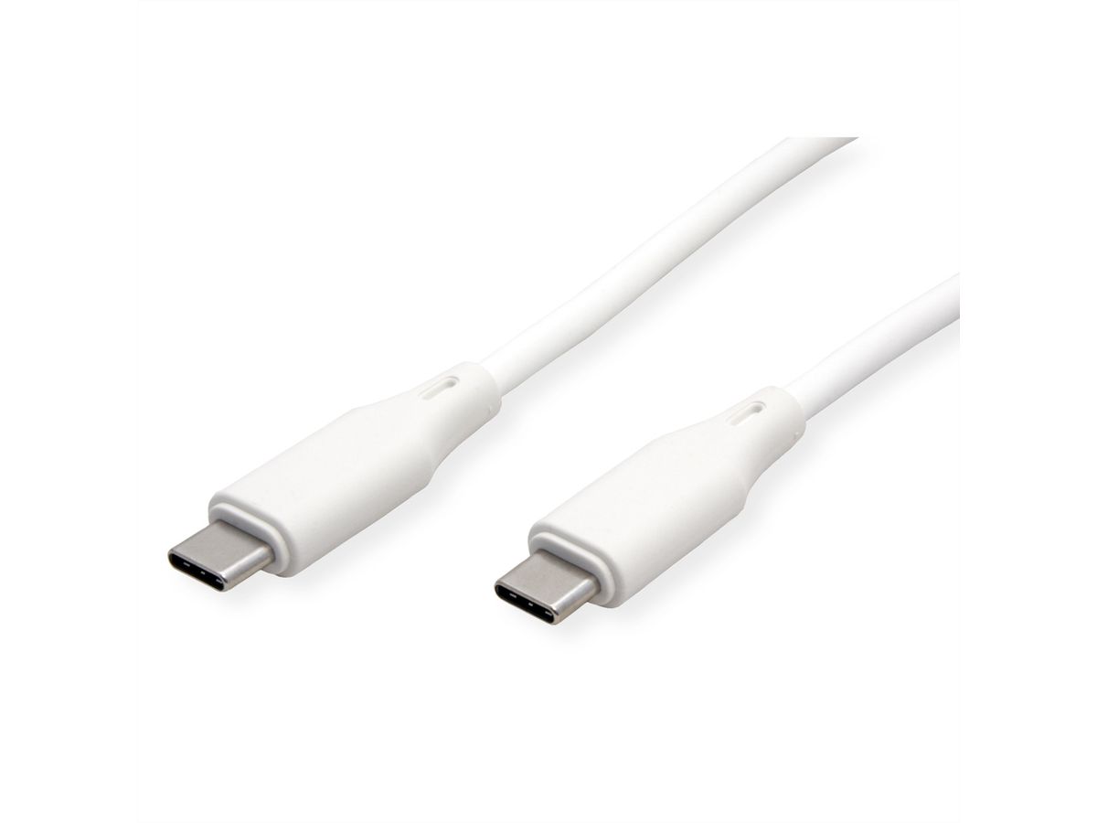 ROLINE USB 2.0 Kabel, Typ C-C, ST/ST, Silikon, 60W, weiß, 1 m