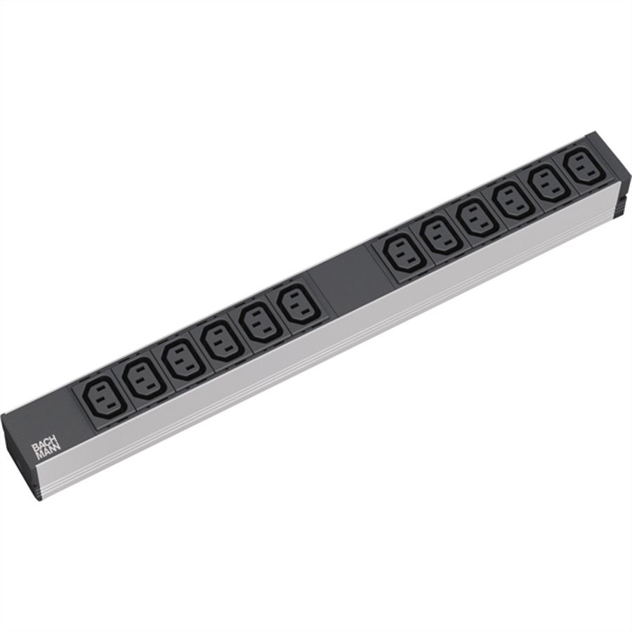 BACHMANN Steckdosenleiste 19" 1HE 12x C13 Buchse, Schutzkontakt-Stecker