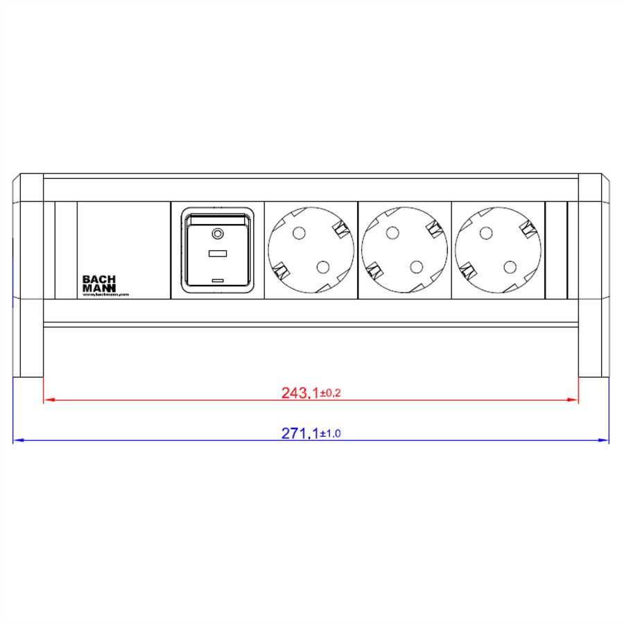 BACHMANN DESK 1xSchalter 3xCEE7/3