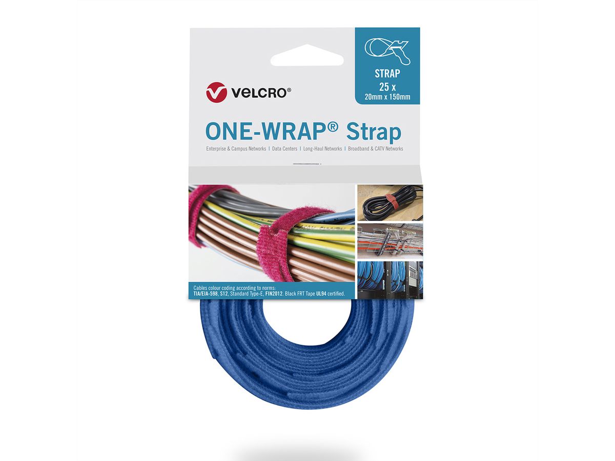 VELCRO® One Wrap® Strap 20mm x 230mm, 25 Stück, blau