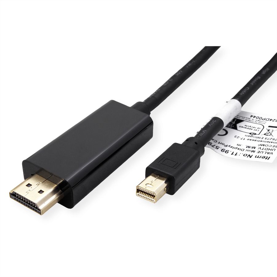 VALUE Mini DisplayPort Kabel, Mini DP-UHDTV, ST/ST, schwarz, 1 m
