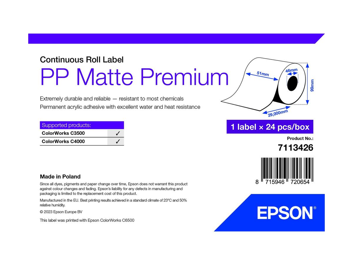 Epson 7113426 Druckeretikett Weiß Selbstklebendes Druckeretikett