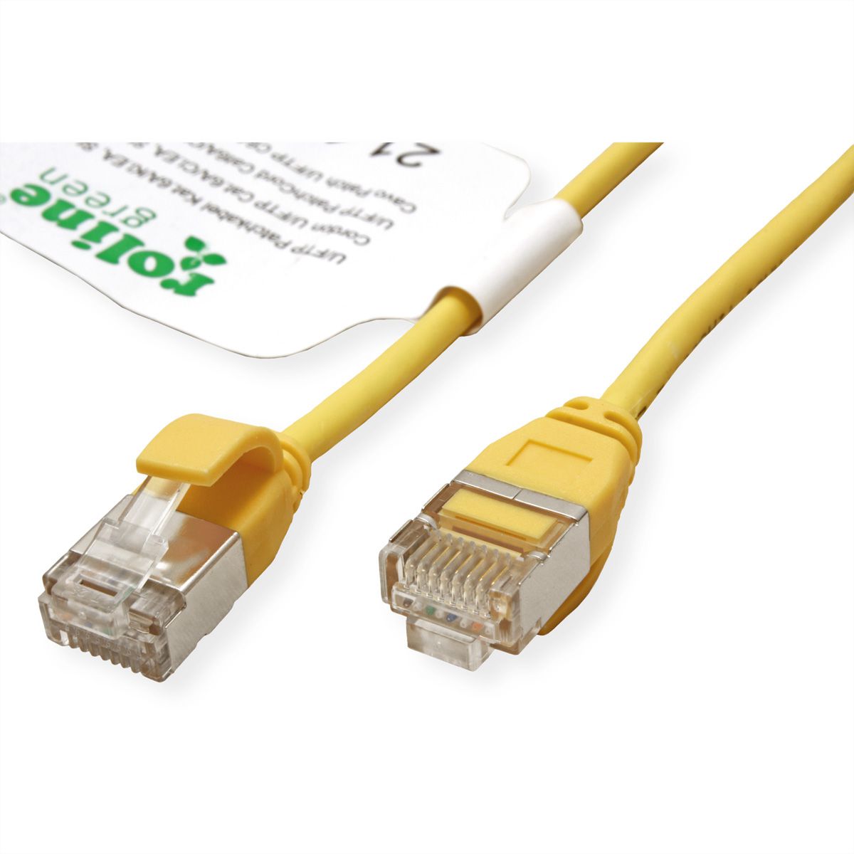ROLINE GREEN U/FTP Patchkabel Cat.6A (Class EA), LSOH, slim, gelb, 0,5 m