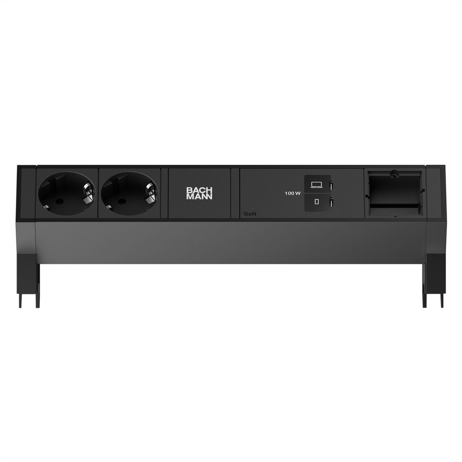 BACHMANN DESK2 2xCEE7/3 1xUSB C/C 100W, 1xCM L=0,2m RAL9005
