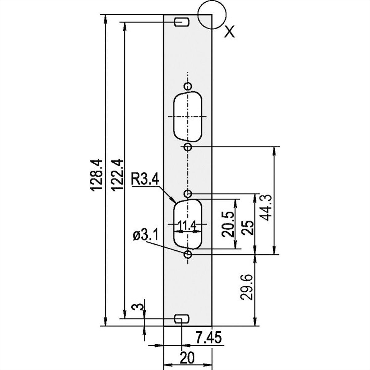 SCHROFF Frontplatten für D-Sub Steckverbinder - TEILFRONTPL.3HE 4TE 2X9 DC