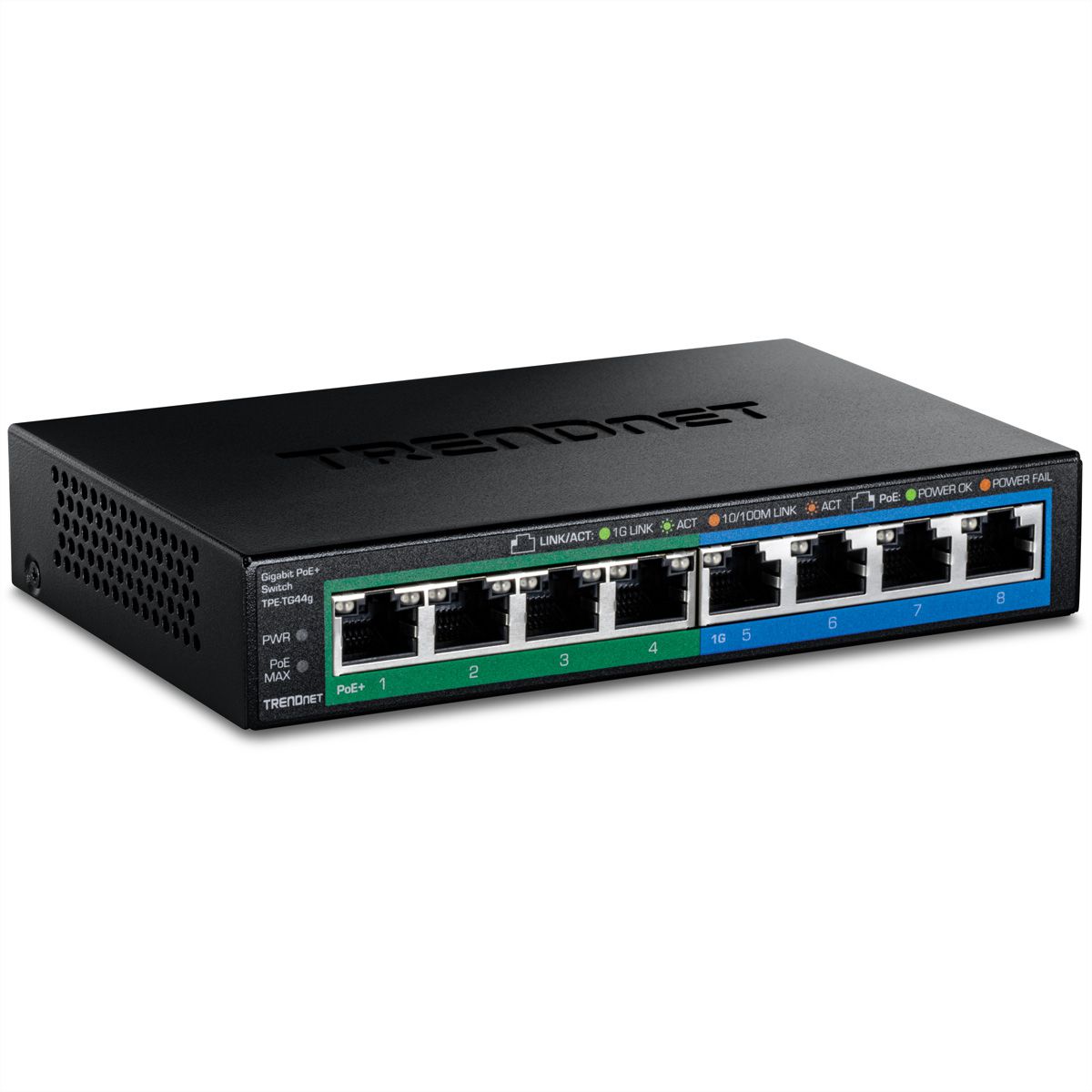 TRENDnet TPE-TG44g 8-Port PoE Switch GREENnet Gigabit, 4 PoE, 4 Non-PoE