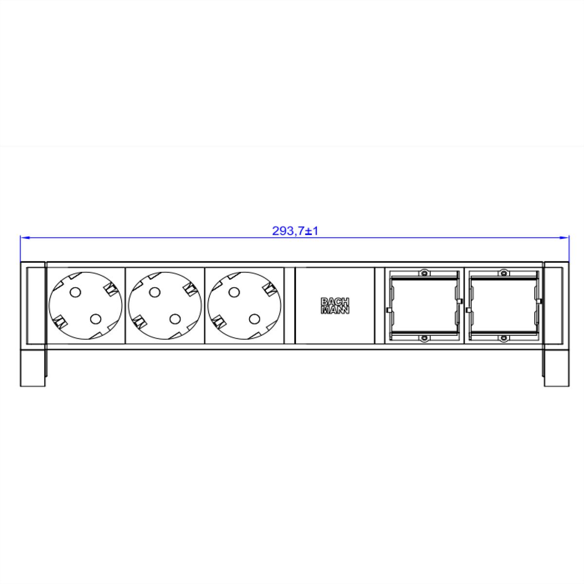 BACHMANN DESK2 3xCEE7/3 2xCM Strom 0,2m GST18 RAL9005