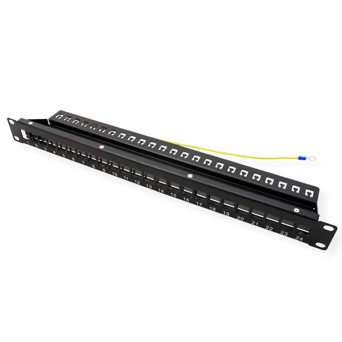 VALUE 19-Zoll-Keystone-Modulträger, 24 Ports, 1HE, geschirmt, schwarz