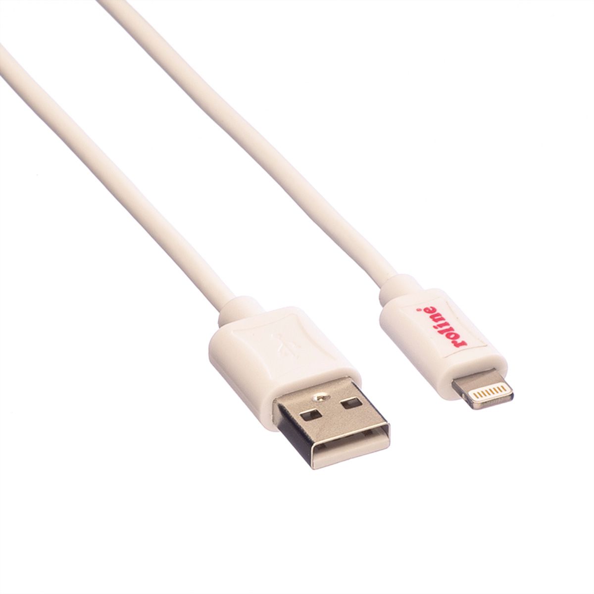 ROLINE USB 2.0 Sync- & Ladekabel mit 8pin-Connector, weiß, 1 m