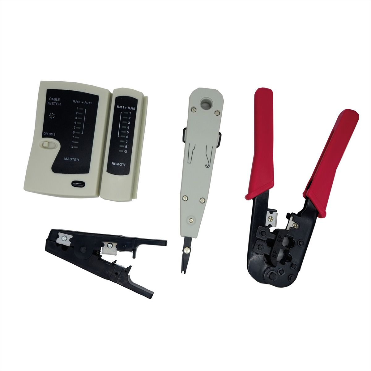 VALUE Netzwerk Werkzeug-Set, 4-teilig, mit Tasche