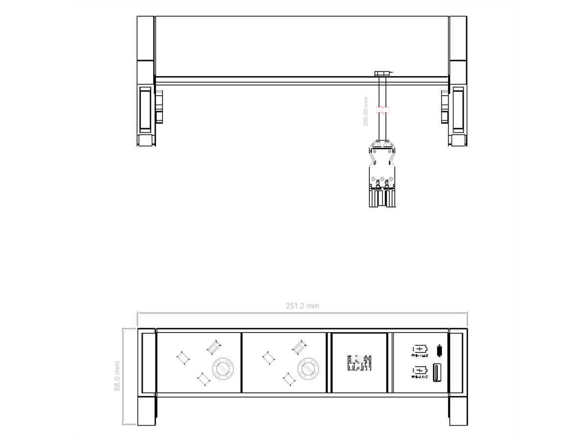 BACHMANN DESK2 2xUK 1xUSB A&C 22W, 0,2m GST18 RAL9005 United Kingdom